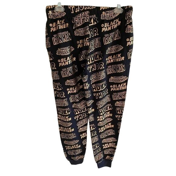 Marvel Black & Gold Tapered Ankle Elastic Waist Drawstring Sweatpants Size M - Picture 2 of 4